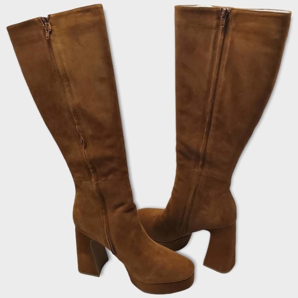 Steve Madden Groove Chestnut Suede Knee High Platform Heel Boots Size 11 M - Picture 10 of 12